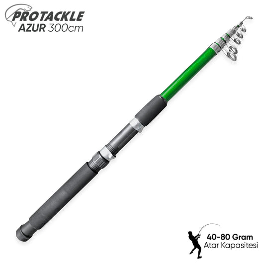 Teleskopik Olta Kamışı - Azur - 300cm - 40/80 Gr - Yeşil - Protackle