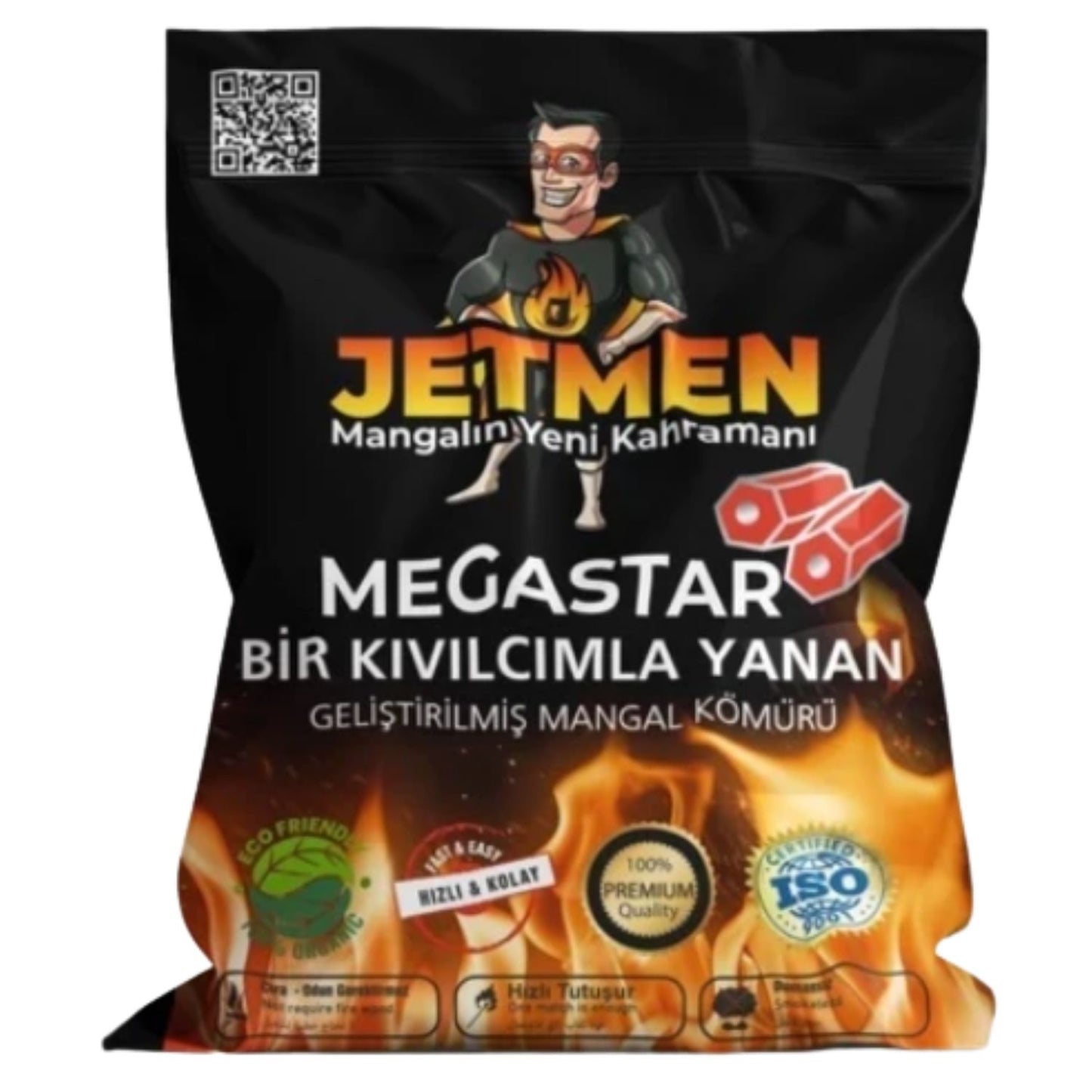 Pratik Mangal Kömürü - Jetmen - Megstar Pro Geliştirilmiş - 2 Kg