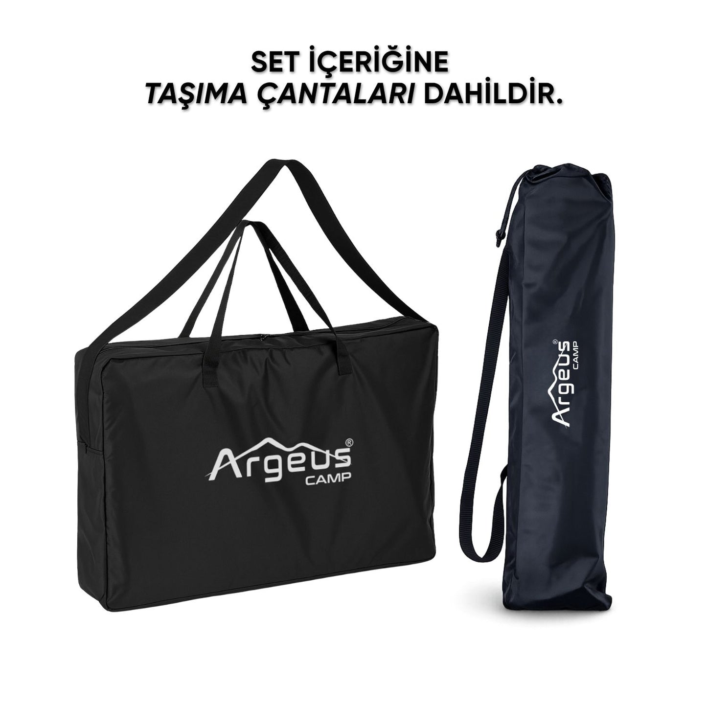 2 Adet Katlanır Kamp Sandalyesi ve Alüminyum Masa - Rock Silver - 140KG Taşıma