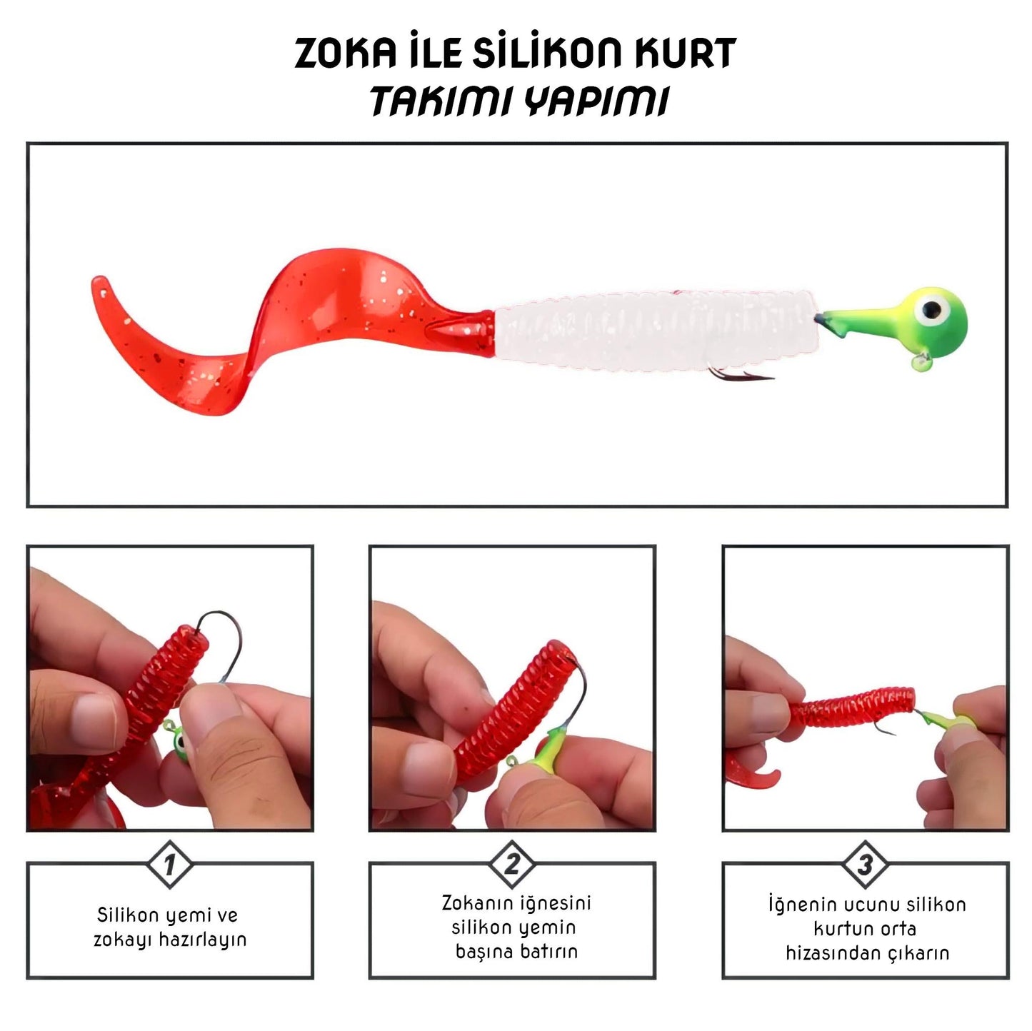 Silikon Kurt Sahte Yem - 95mm - Kırmızı/Beyaz - Yumy (460-O-18095)