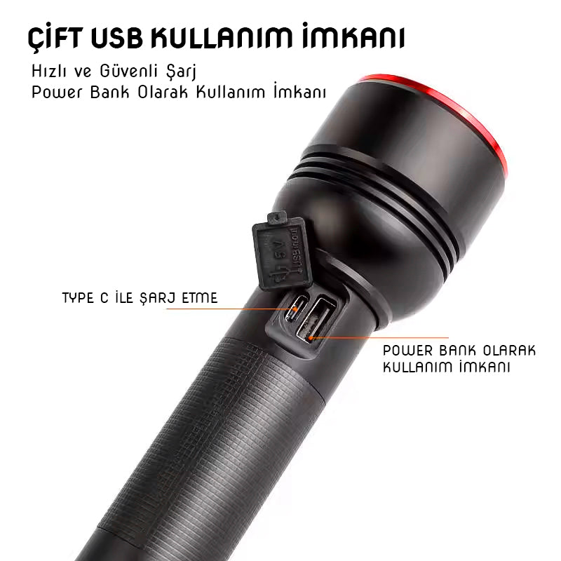 Şarj Edilebilir El Feneri - Wison - 2000 Lümen - 20 Watt - Zoomlu (ES-5572)