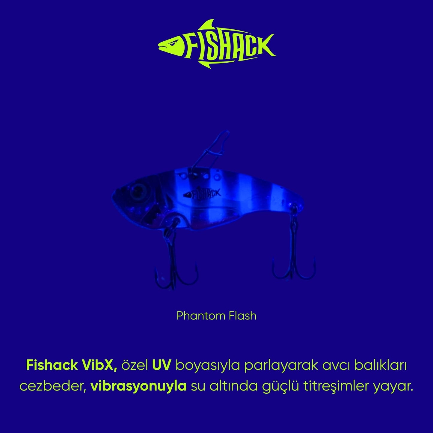 Vibrasyon Yem - LRF/Spin Jig - Fishack VibraX - 15g 55mm - Phantom Flash - UV Boyalı