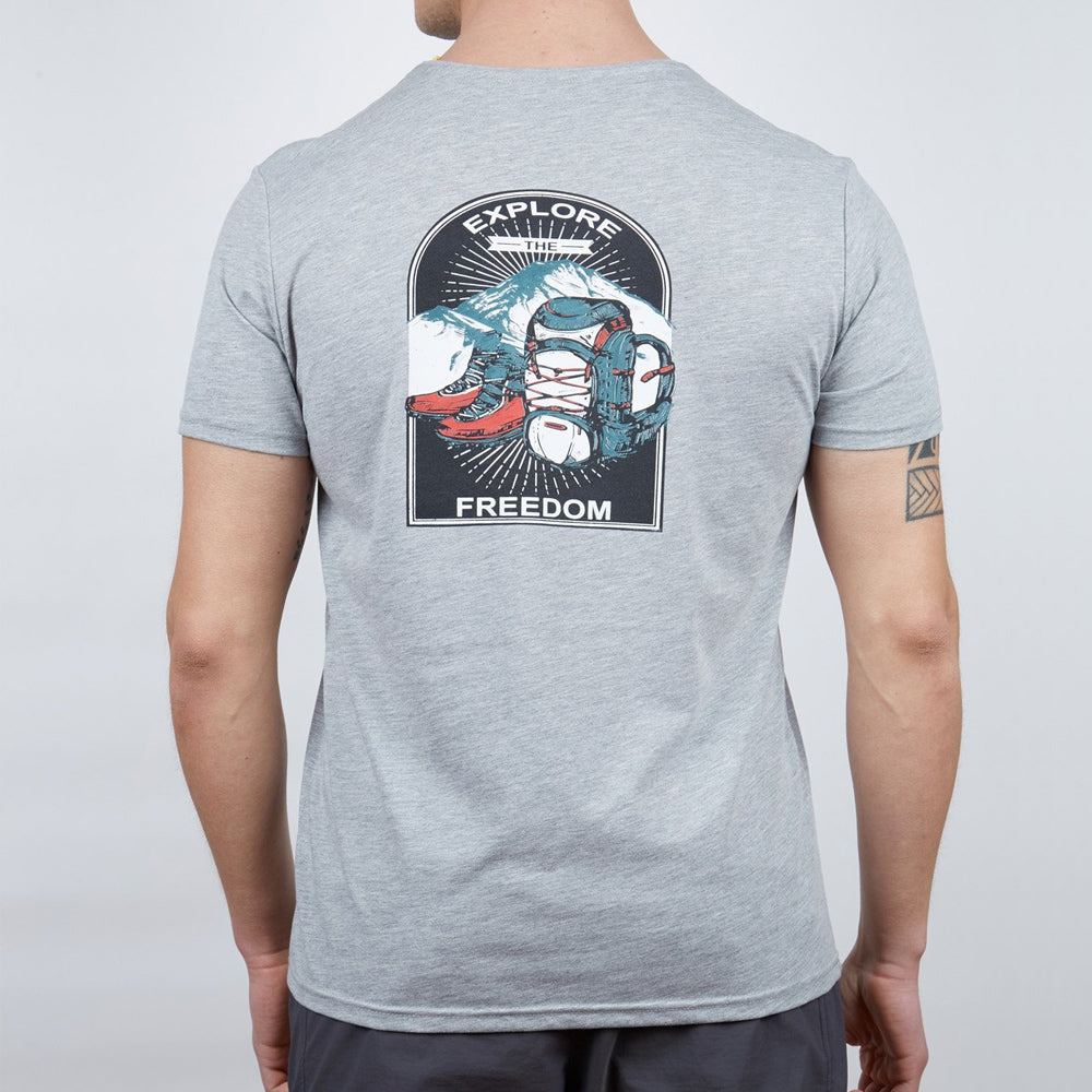 Erkek Tişört - Pamuklu Spor Tişört - Nordic - Gri Melanj