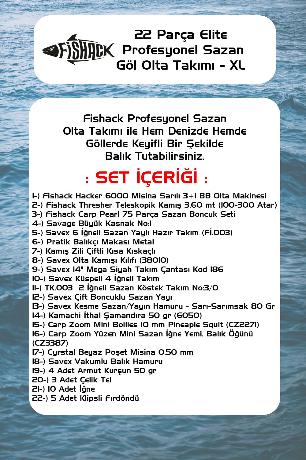Fishack 23 Parça Elite Sazan (Carp) Olta Seti XL - 3.60MT / 100-300GR