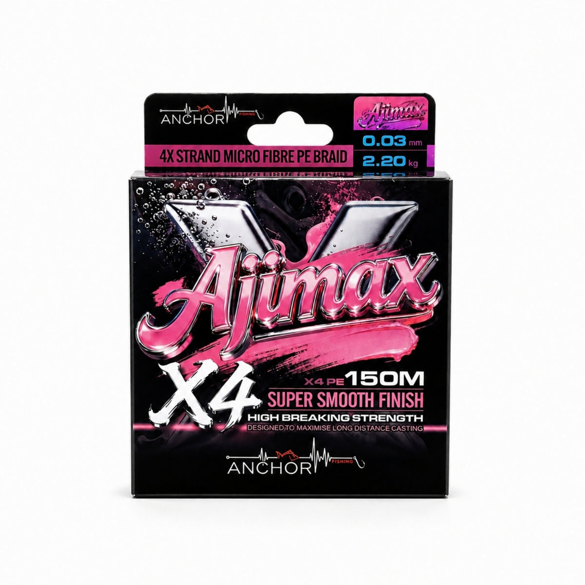 İp Örgü Misina - 4 Kat - Anchor Ajimax 4X - 150mt - Pembe - 0.03mm