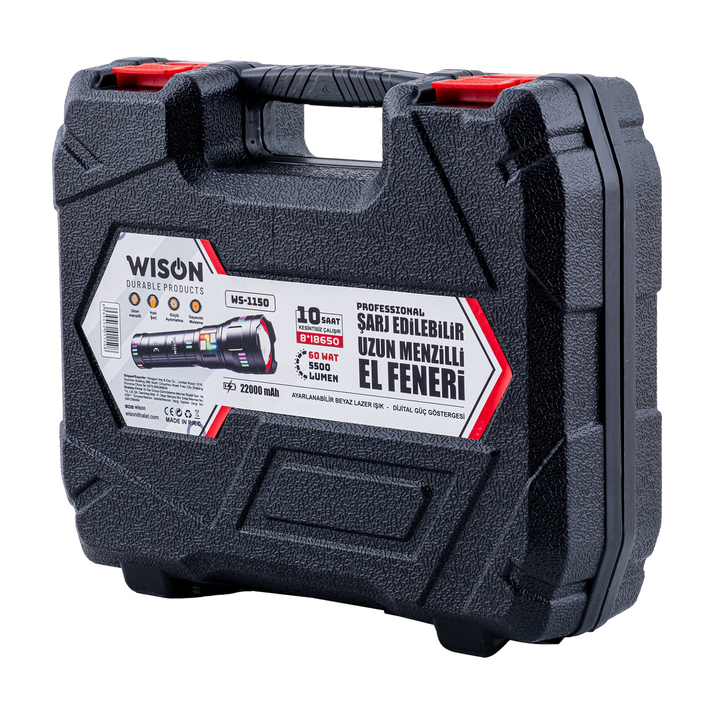 Şarj Edilebilir El Feneri - Wison - 5500 Lümen - 60 Watt