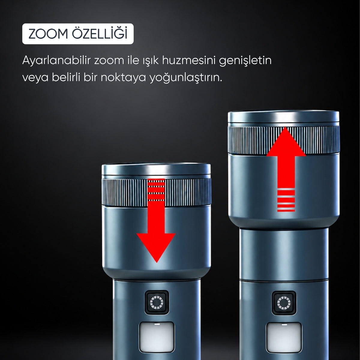 Şarj Edilebilir Zoomlu El Feneri - 1500 Lümen - 15 Watt - DAT - DT-805
