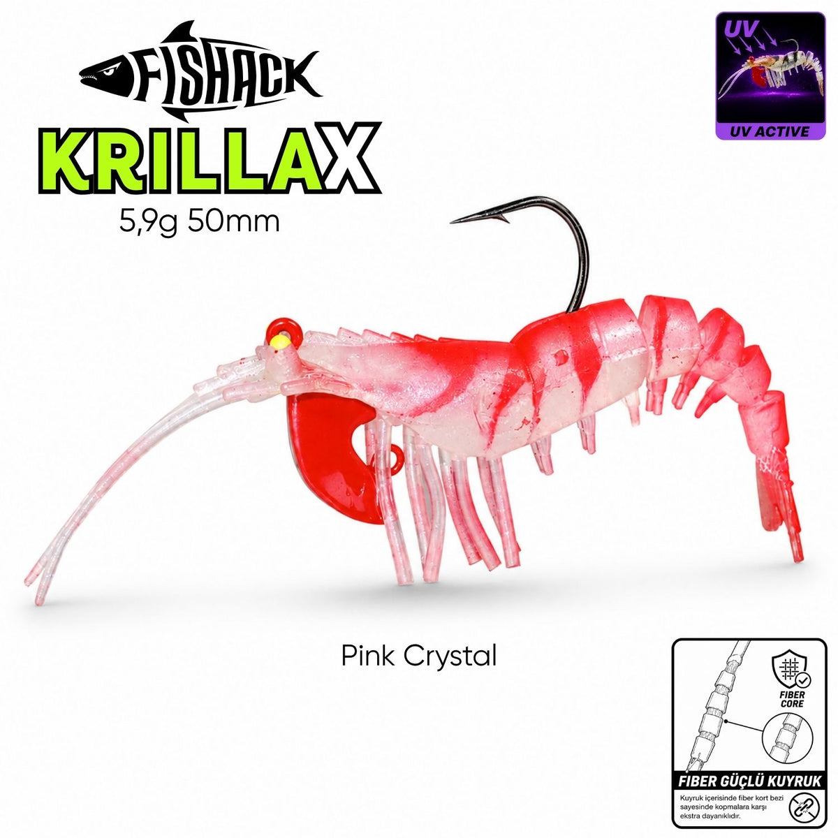 Silikon Karides Yem Fishack Krillax - UV Boyalı - 11g 70mm