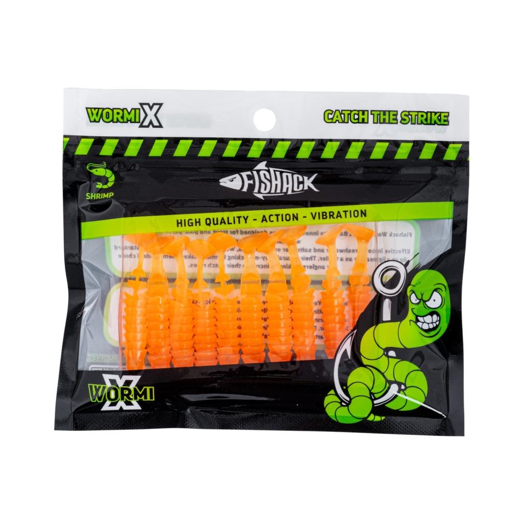 Silikon Kurt Yem - 1,5g 45mm - Fishack - 10 Adet - UV Sillikon - Turuncu - Karides Kokulu