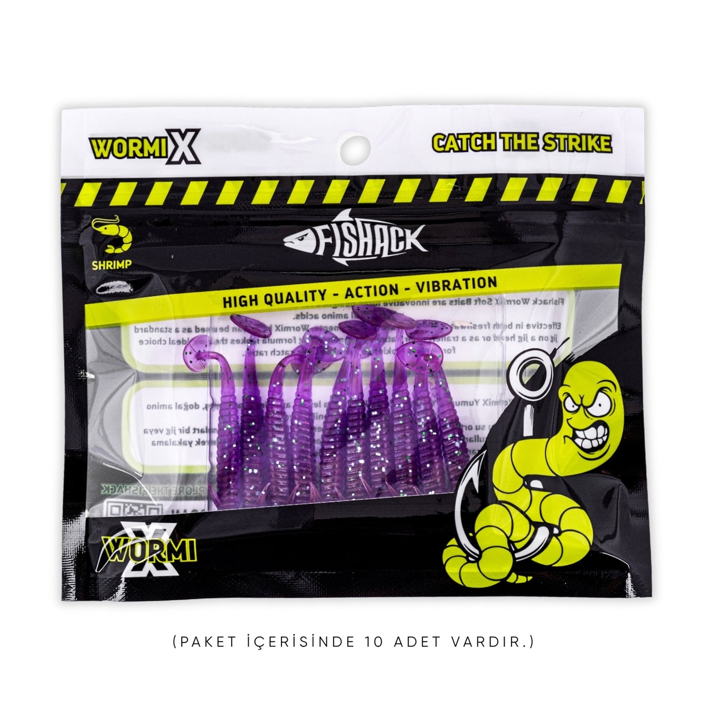 Silikon Kurt Yem - 1g 50mm - Fishack Wormix - 10 Adet - Purple