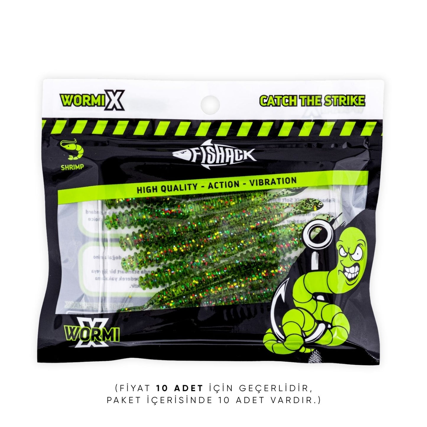 Silikon Kurt Yem - 2,2g 87mm - Fishack Wormix - 10 Adet - Jungle