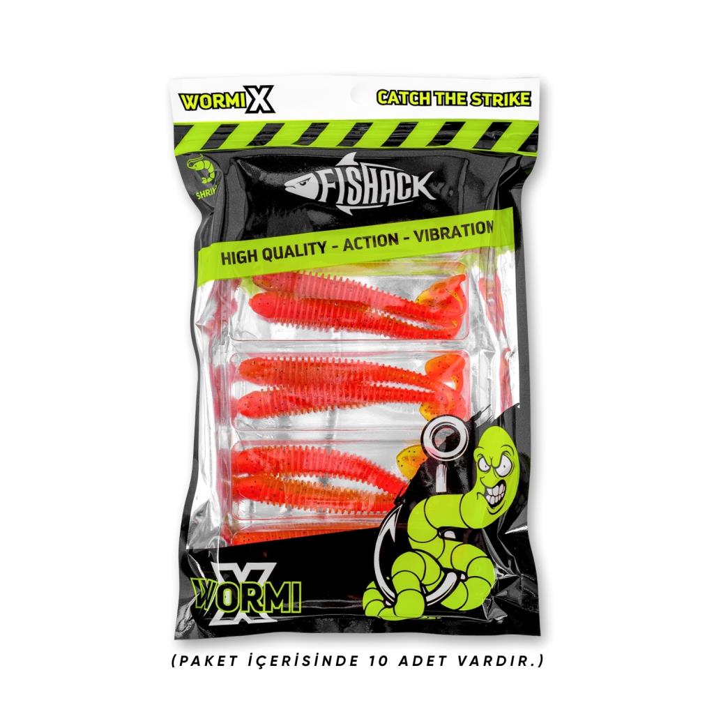 Silikon Kurt Yem - 4,2g 105mm - Turna/Levrek Silikonu - 1 Adet - Turuncu/Sarı - Karides Kokulu