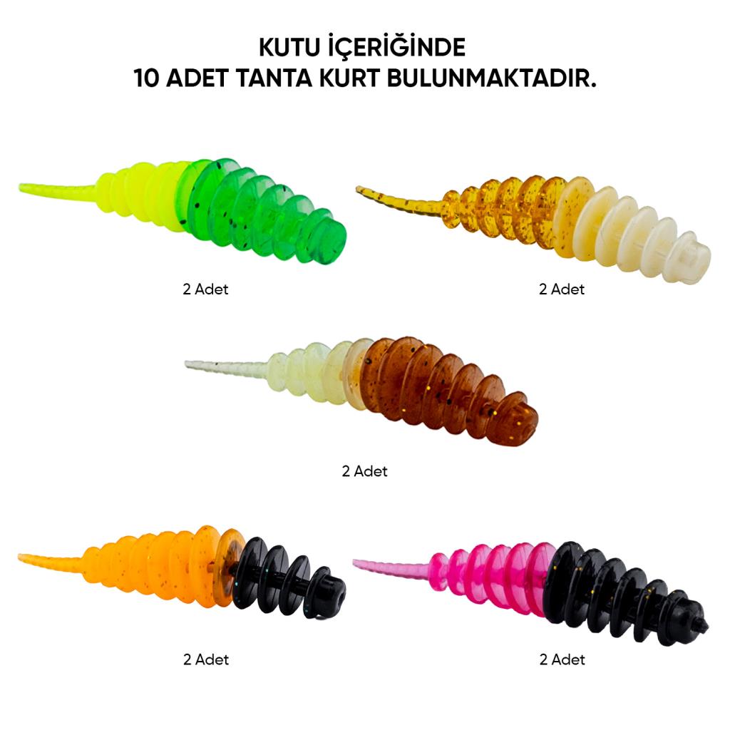 Silikon Kurt Yem - LRF Tanta Alabalık Yemi - 0,9g 55mm - Fishack - Karides Kokulu