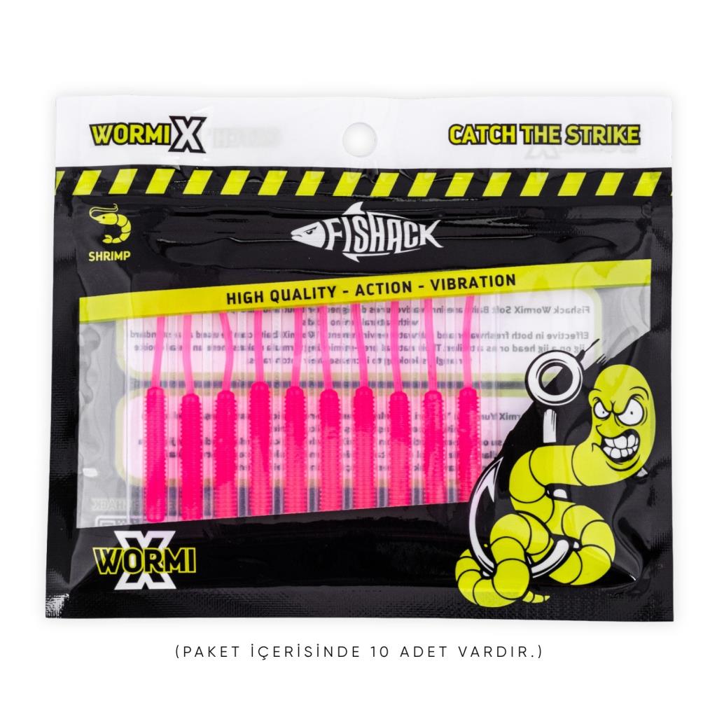 Silikon Kurt Yem - LRF Yem - 1g 52mm - Fishack Wormix - 10 Adet - Pink - UV Silikon