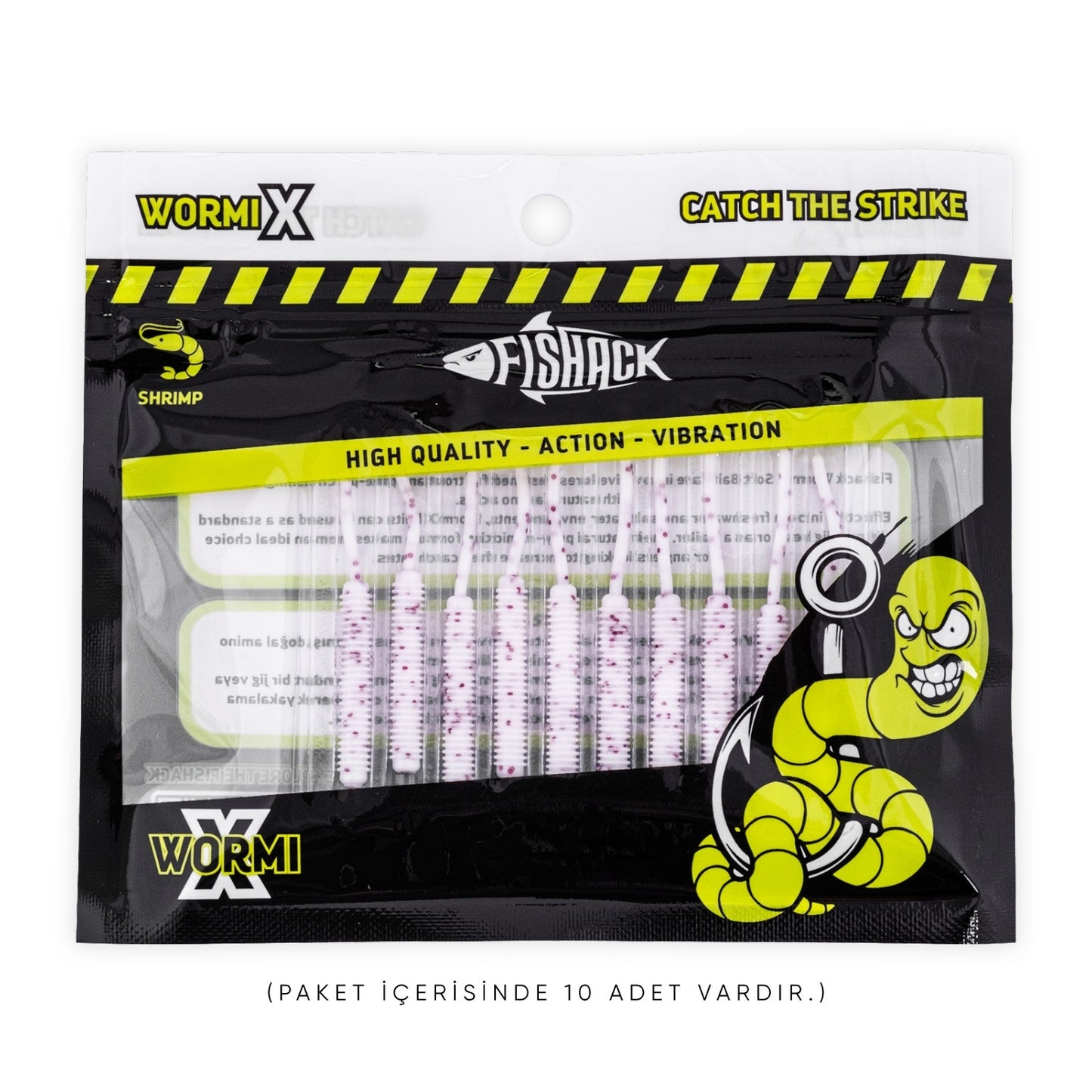 Silikon Kurt Yem - LRF Yem - 1g 52mm - Fishack Wormix - 10 Adet - White