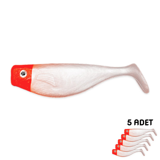 Silikon Sahte Balık Yem - DFT - 8cm - Kırmızı/Beyaz - 5'li Paket (141-3017)