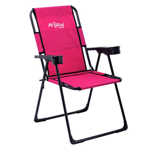 Katlanabilir Kamp Sandalyesi - Rest - Bardaklıklı - Argeus - Pembe