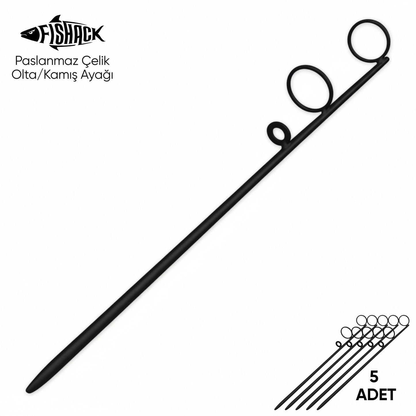 Olta Kamış Ayağı - Paslanmaz Çelik - Fishack - Siyah - 5'li