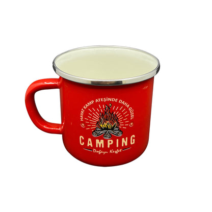Orcamp Retro Emaye Kupa Bardak Adventure Kırmızı (OUT-1900)