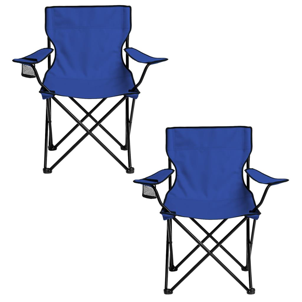2 Adet Katlanır Kamp Sandalyesi - Piknik Plaj Sandalyesi - (DY.001) - Lacivert - Taşıma Çantalı