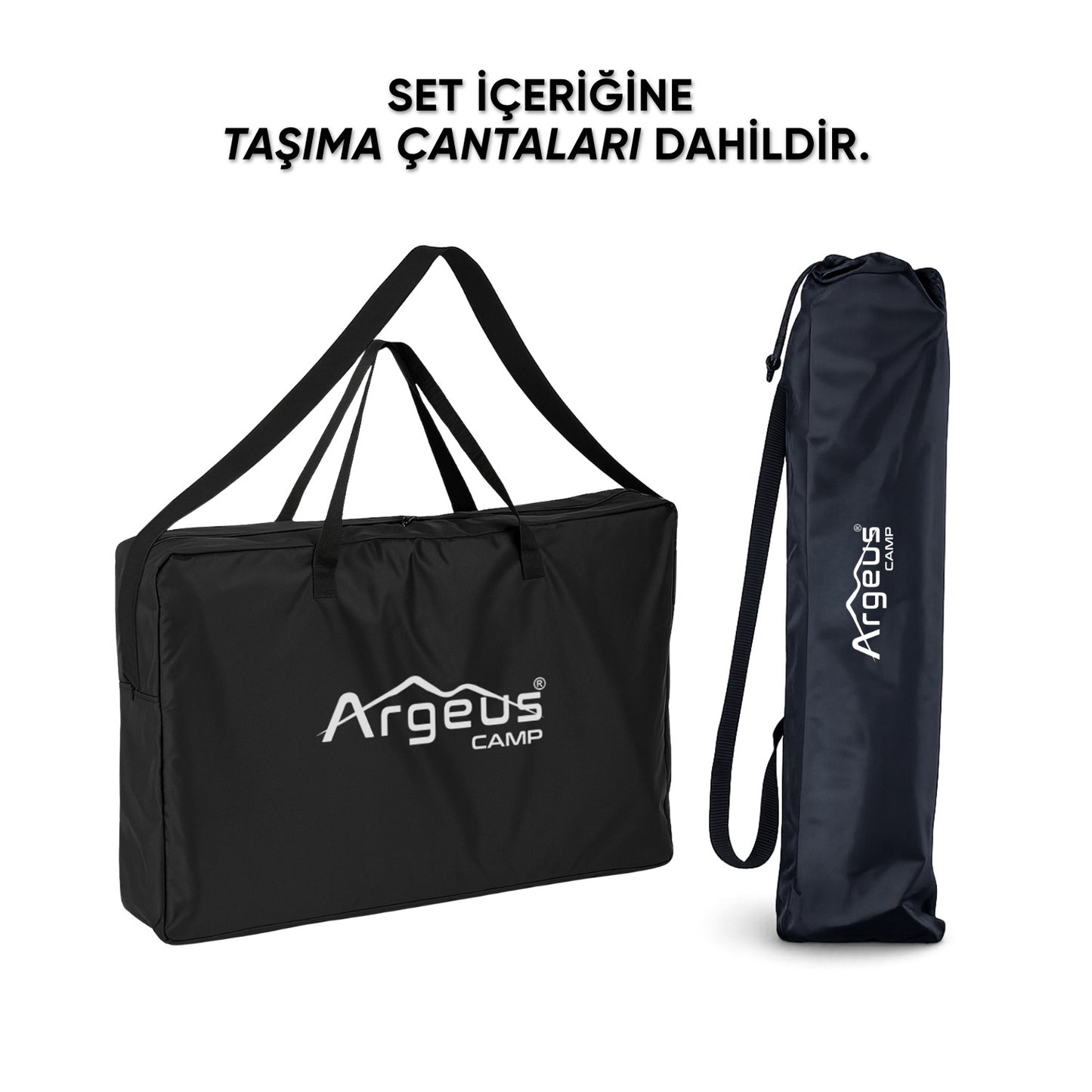 2 Adet Katlanır Kamp Sandalyesi ve Alüminyum Masa Seti - Rock Silver - Çelik Gri