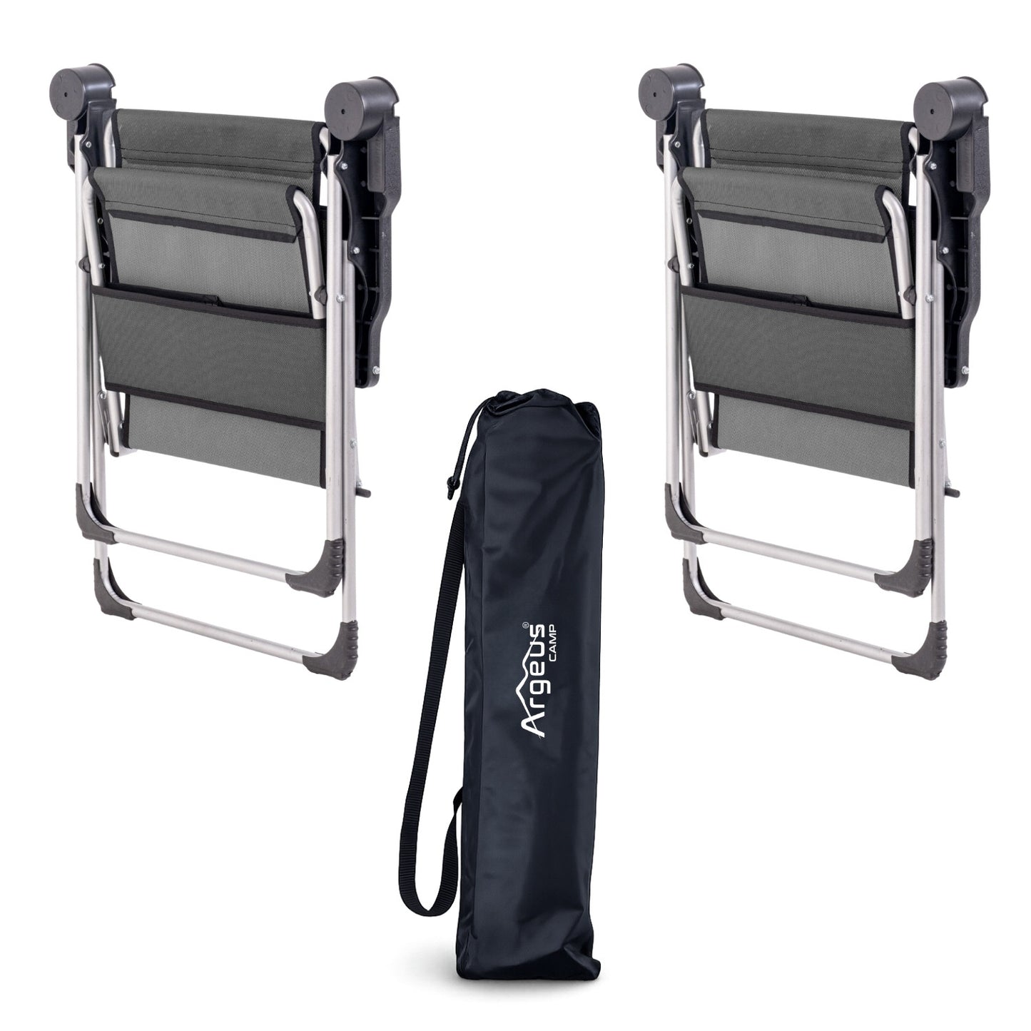 2 Adet Katlanır Kamp Sandalyesi ve Alüminyum Masa Seti - Rock Silver - Füme