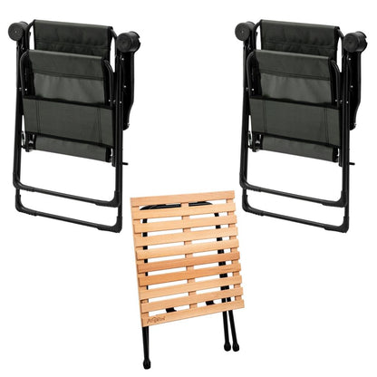 2 Adet Katlanır Kamp Sandalyesi ve Masa Seti - Rest - Haki - 130 KG Taşıma