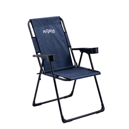 2 Adet Katlanır Kamp Sandalyesi ve Masa Seti - Rest - Taşıma Çantalı - Lacivert - 130 KG Taşıma