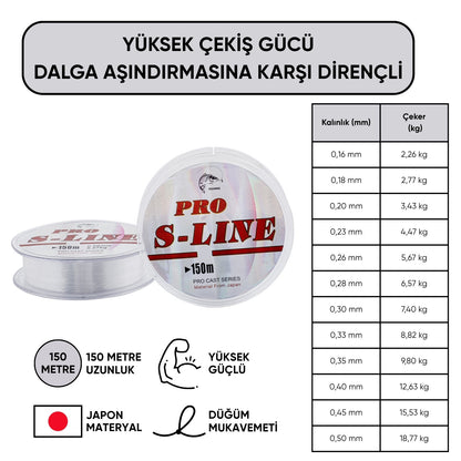 Hayalet Olta Misinası - Japon Materyal - 150 Metre - Pro S-Line - 0,20mm