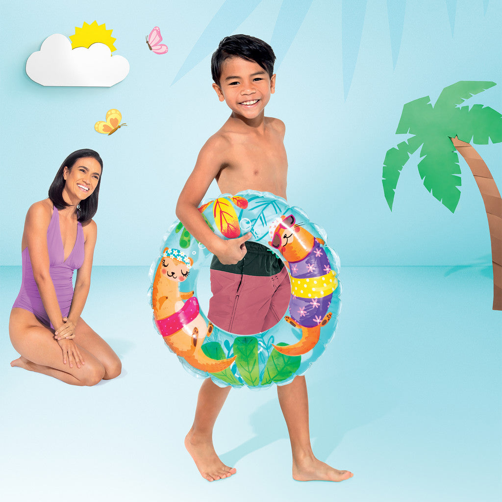 Çocuk Yüzme Simidi - Intex - Şeffaf Desenli - Gök Mavisi - 61cm (59242)