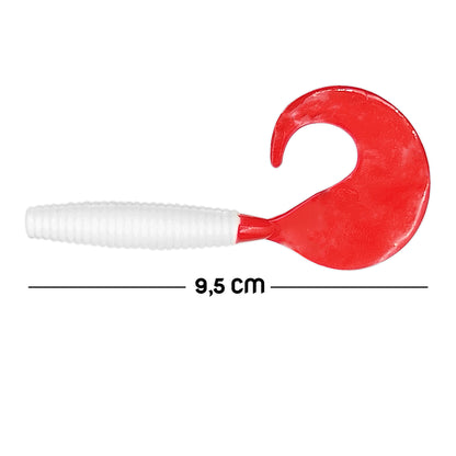 Silikon Kurt Yem - 95mm - Kırmızı/Beyaz - 10'lu Paket - Yumy (460-O-18095)
