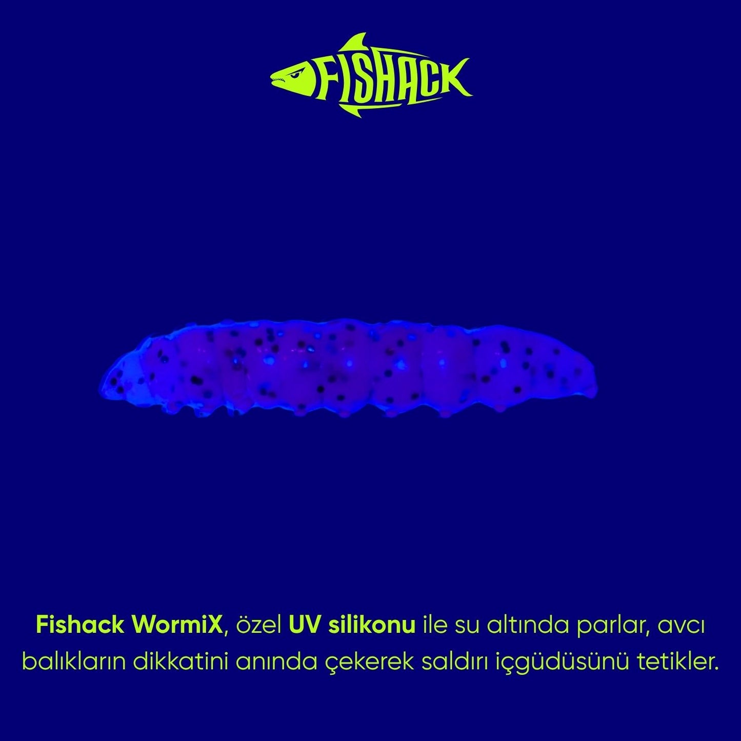 Silikon Kurt Yem - Fishack - 35mm - Sarımsak Kokulu - 20 Adet - Purple - UV - Trout Bait