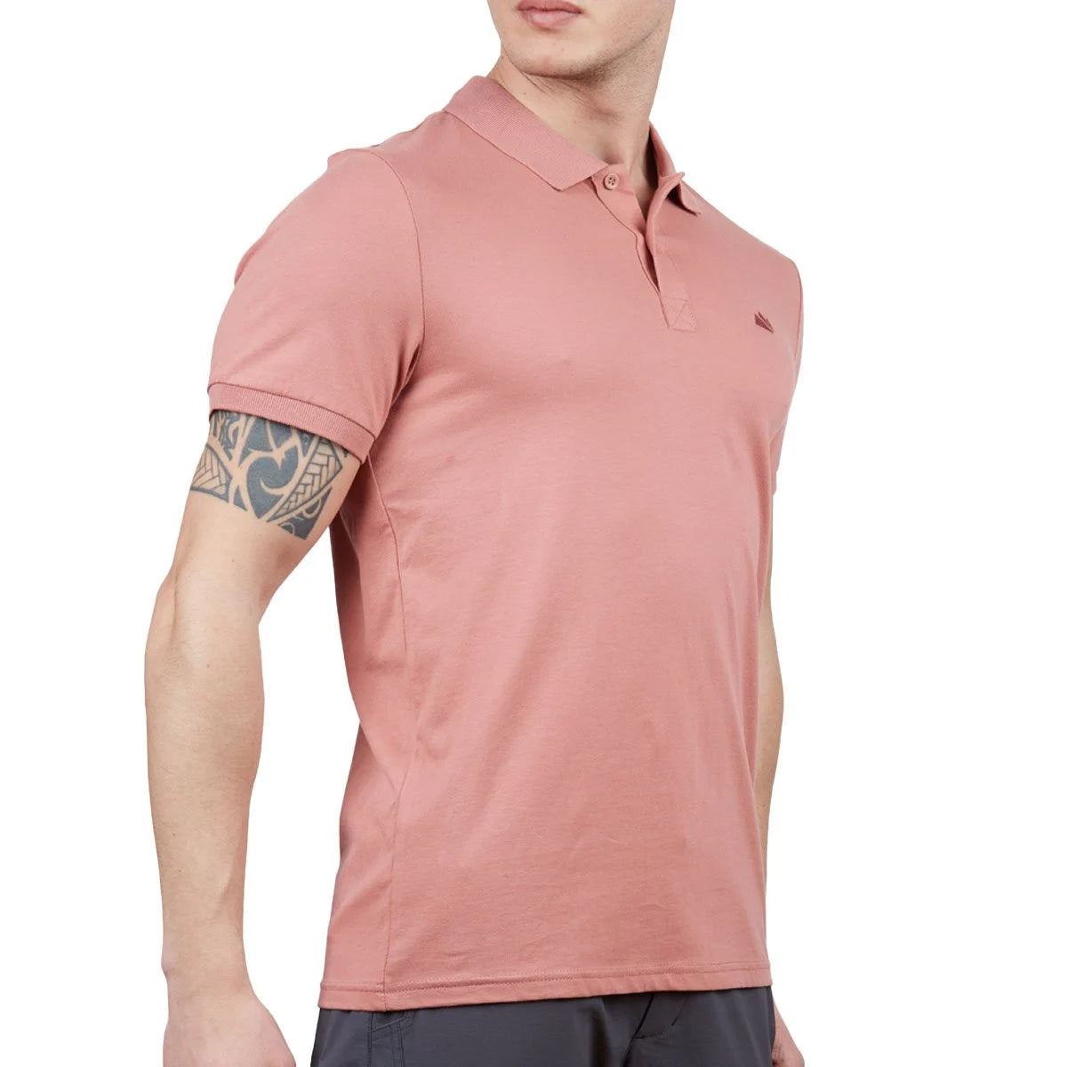 Erkek Polo Yaka Tişört - Pamuklu Spor Tişört - Stratus - Gül Kurusu (600303)