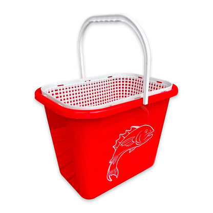 Balıkçı Kovası - 15 lt - Fishack - Süzgeçli - Kırmızı (Kod 179)