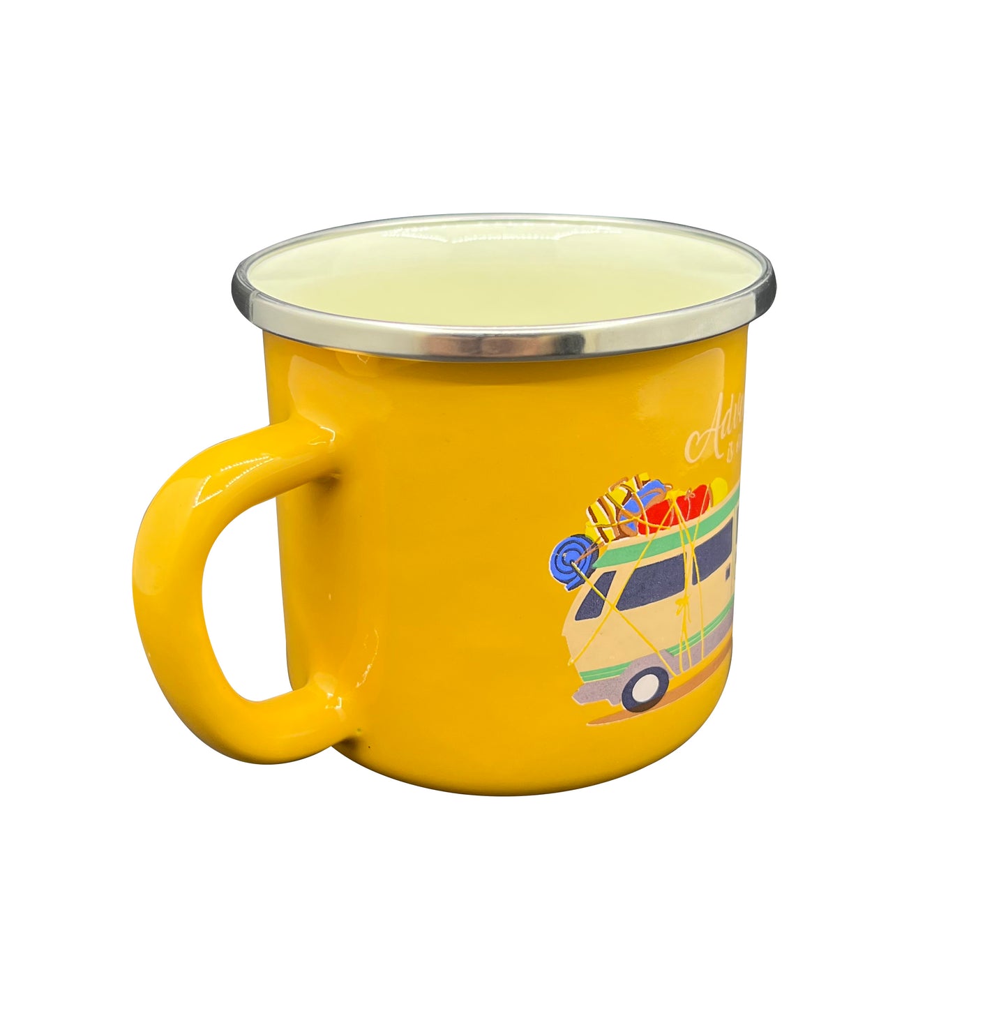 Orcamp Retro Emaye Kupa Bardak Adventure Hardal (OUT-1900)