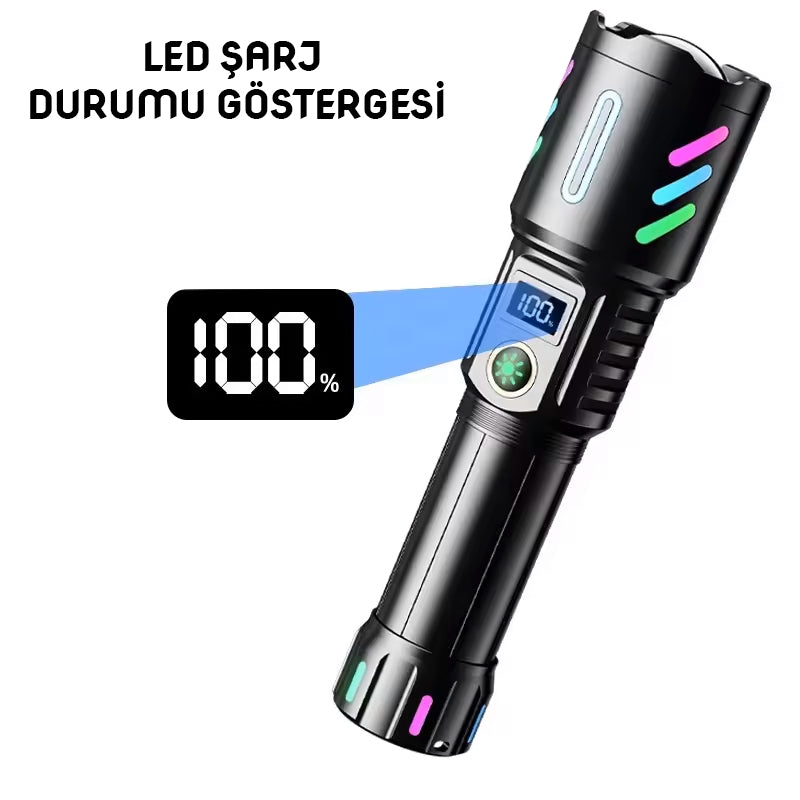 Şarj Edilebilir El Feneri - Wison - 2000 Lümen - 20 Watt - Fosforlu Kasa