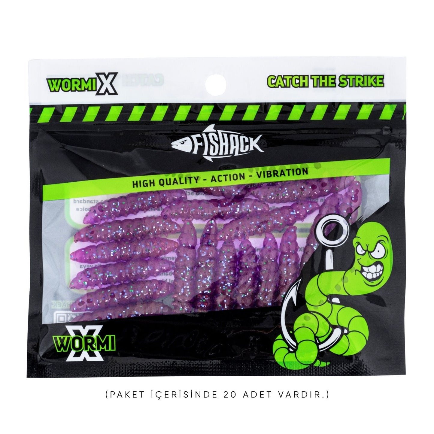 Silikon Kurt Yem - Fishack - 35mm - Peynir Kokulu - 20 Adet - Purple - UV - Trout Bait