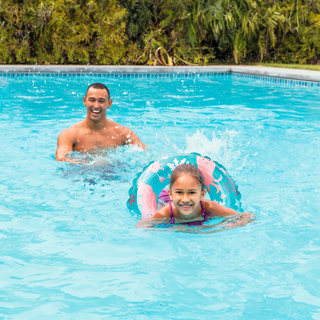 Çocuk Yüzme Simidi - Intex - Şeffaf Desenli - Turkuaz - 61cm (59242)