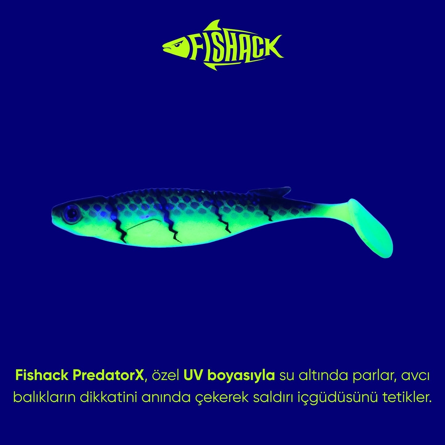 Silikon Balık - 10g 100mm - Fishack PredatorX - UV Boyalı - Wave