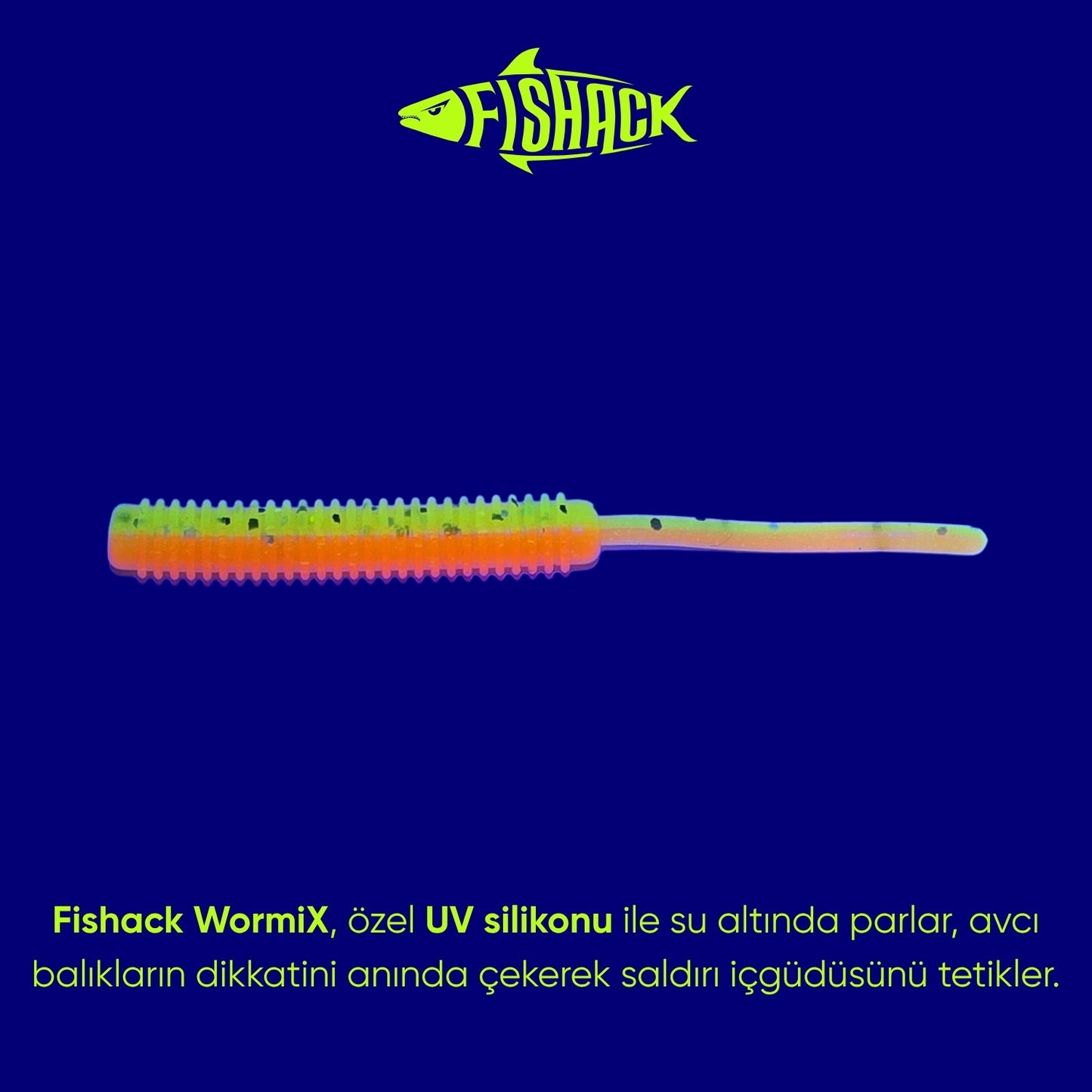 Silikon Kurt Yem - LRF Yem - 1g 52mm - Fishack Wormix - 10 Adet - Fluo Orange - UV Silikon