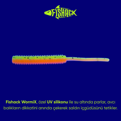 Silikon Kurt Yem - LRF Yem - 1g 52mm - Fishack Wormix - 10 Adet - Fluo Orange - UV Silikon