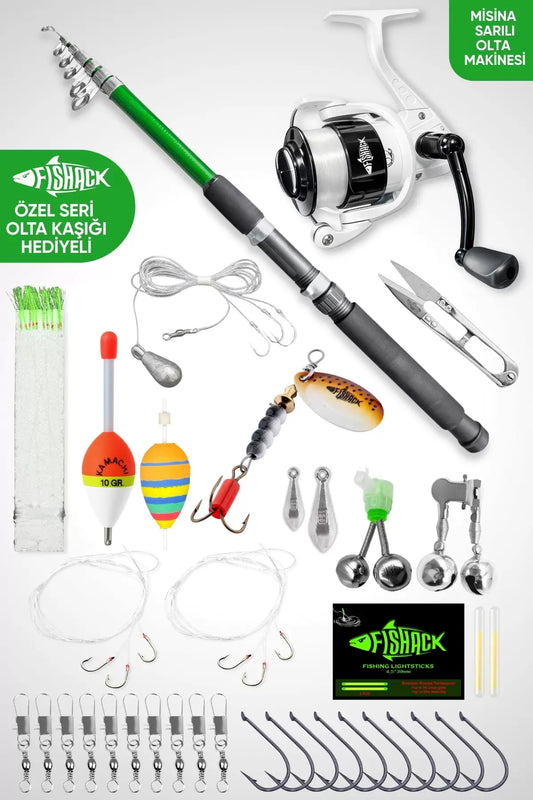 35 Parça Tam Takım Olta Seti - 300cm Kamış 40-80GR / 40'lık Makine (Gren) - Tüm Deniz ve Göller İçin