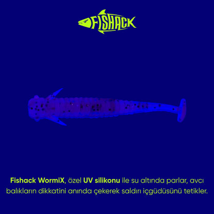 Silikon Kurt Yem - 1g 50mm - Fishack Wormix - 10 Adet - Purple - UV Silikon