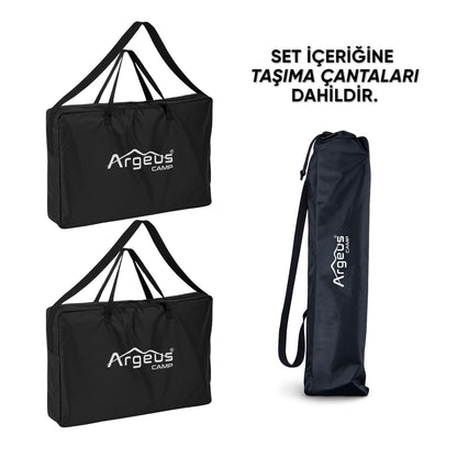 4 Adet Katlanır Kamp Sandalyesi ve Alüminyum Masa - Rock Silver - 140KG Taşıma