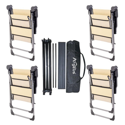 4 Adet Katlanır Kamp Sandalyesi ve Alüminyum Masa Seti - Rock Dark - Buğday - Taşıma Çantalı