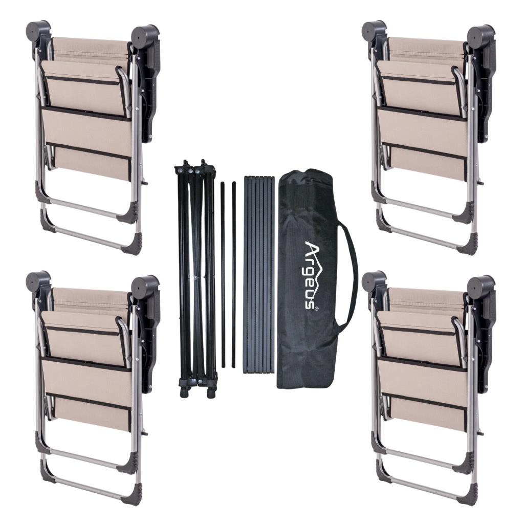 4 Adet Katlanır Kamp Sandalyesi ve Alüminyum Masa Seti - Rock Dark - Kestane - Taşıma Çantalı