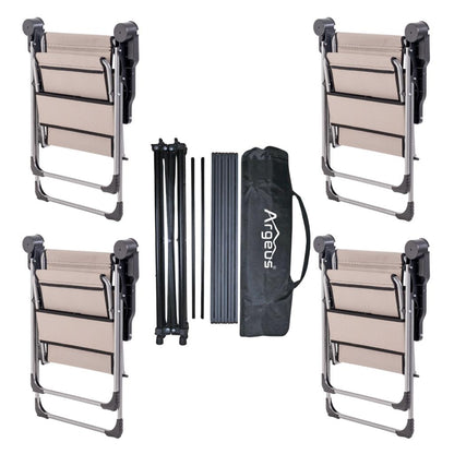 4 Adet Katlanır Kamp Sandalyesi ve Alüminyum Masa Seti - Rock Dark - Kestane - Taşıma Çantalı