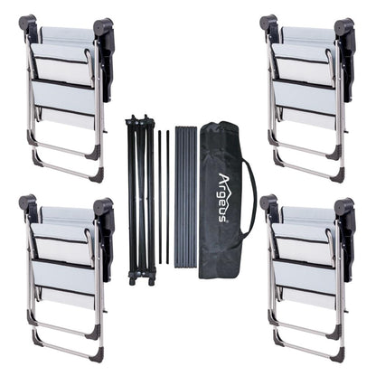 4 Adet Katlanır Kamp Sandalyesi ve Alüminyum Masa Seti - Rock Dark - Turkuaz - Taşıma Çantalı