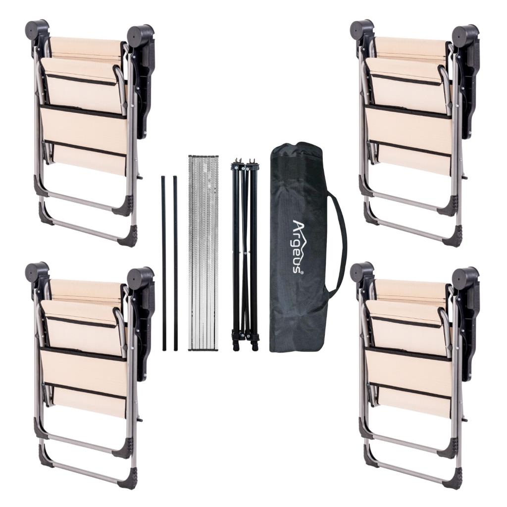 4 Adet Katlanır Kamp Sandalyesi ve Alüminyum Masa Seti - Rock Silver - Kapadokya - Taşıma Çantalı