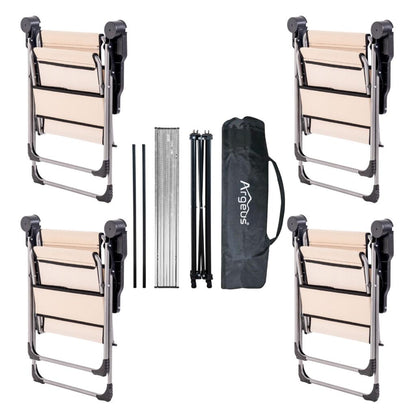 4 Adet Katlanır Kamp Sandalyesi ve Alüminyum Masa Seti - Rock Silver - Kapadokya - Taşıma Çantalı